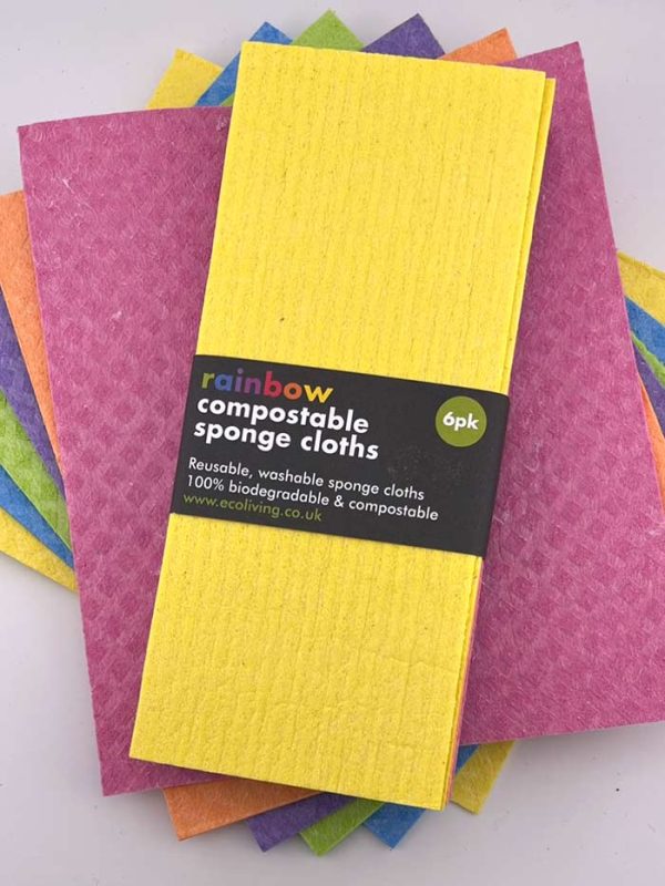 Set of 6 rainbow compostable sponge cloths